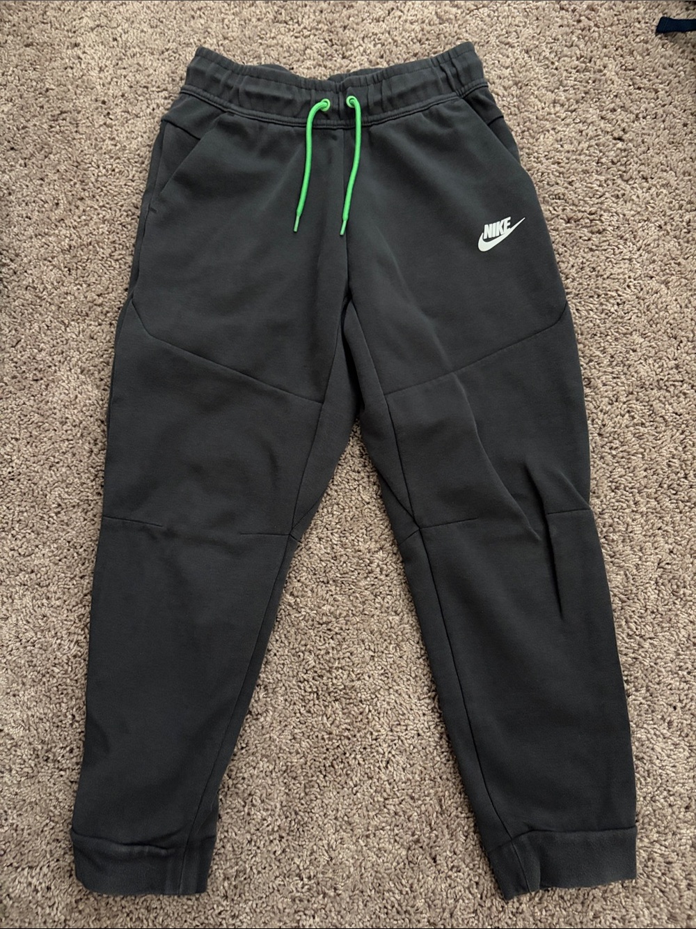Nike grey Joggers with Neon Green Drawcord